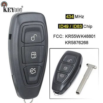 KEYECU 434MHz ID49/ ID83 Kiip KR5876268/ KR55WK48801 Smart Remote Key Ford Focus C-Max, Mondeo Kuga Fiesta B-Max Intelligentne