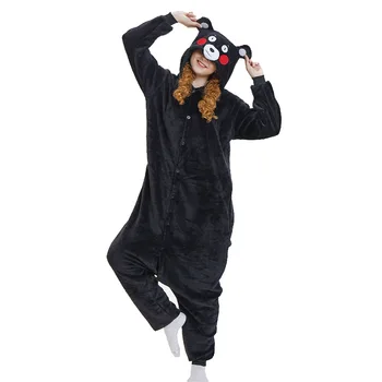 Kigurumi Must Kumamon Karu Pidžaama Loomade Poole Cosplay Kostüüm Lapp Onesies Mängu Peace Loomade Sleepwear