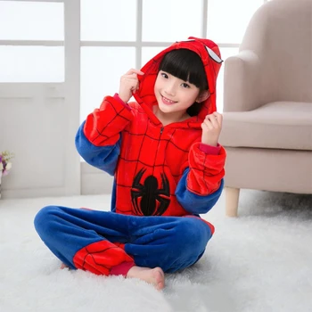 Kigurumi Spiderman Lapsed Pidžaama Disney Stitch Lastele Talvel Soe Sleepwear Poiss, Tüdruk, Cosplay Pijamas jõulupidu Komplekt