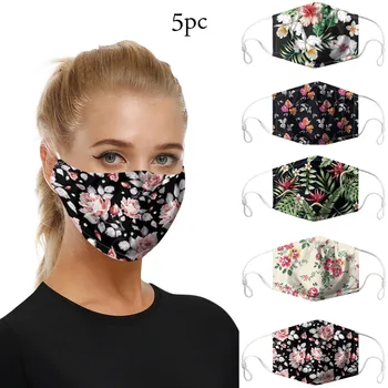 Kiire Kohaletoimetamine 5pc Kiire DeliveryPrinting Maskid Tolmu Kaitse Näo Mask Pestav Kõrvaklamber Mask Sidemega Naiste Cubrebocas 2020