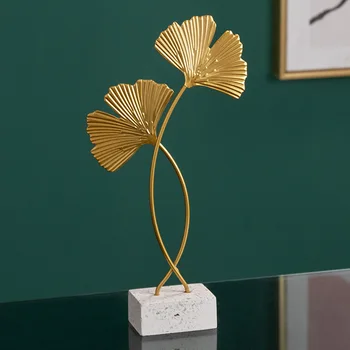 Kodu kaunistamiseks käsitöö Kuldne rauast gingko leht ornament loominguline kodus laua veini kabinet teenetemärgi