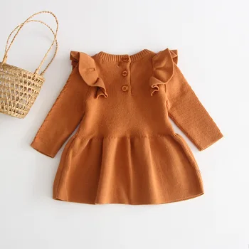 Kootud Beebi Riided Vastsündinud Sügis-Talv Baby Girl Dress Ruffle Imiku Baby Puuvillane Kleit Mudilane Kleit Lapsed Kleidid Tüdruk