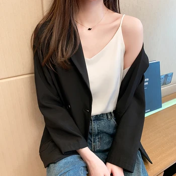 Korea Fashion Silk Naiste Camis Naiste Silk Tank Eesotsas Naine Varrukateta Satiinist Top Camis Naine, Päitsed Top Pluss Suurus Seksikas Rihm Tops