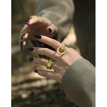 Korea instagram vähemuse disain tunne põimunud armastuse südame-kujuline tekstuur S925 hõbe sõrmus hulgi ostmine