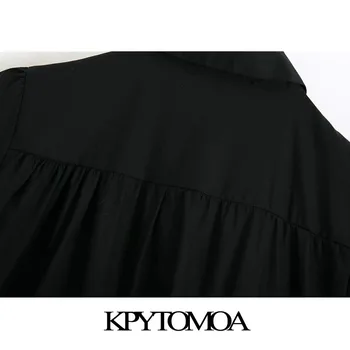 KPYTOMOA Naiste 2020 Stiilne Mood Nupp-up Ruffled Mini Kleit Vintage Revääri ja Krae Puhvis Varrukad Naiste Kleidid Vestidos Mujer
