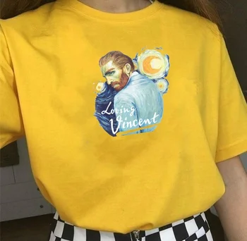 Kuakuayu HJN Armastav Vincent Filmi T-särk Van Gogh Ümber Kunsti Unisex Naiste T-särk Puuvillane Harajuku Hipster
