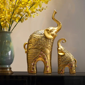 Kuld Kaasaegne Kuld Elevant Vaik Kodu Kaunistamiseks Tarvikud Käsitöö jaoks Skulptuur Skulptuur Kaunistused Ema ja lapse elutuba