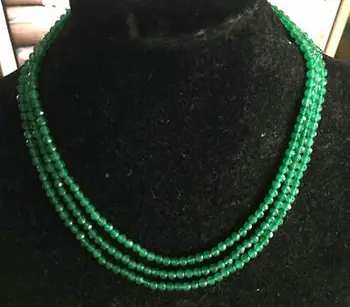KUUM 4mm Lihvitud 3 Rida Ehtne Looduslik Roheline Emerald helmed kaelakee