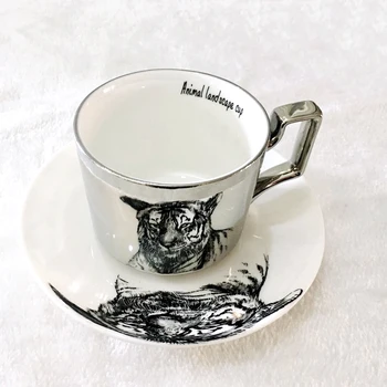 Kuum!! Uusim Luu Hiina Peegeldus cup Cartoon Kass anamorphic cup Tiiger kruus Peegel Kogumise Hommikusöök vee pudel kingitus