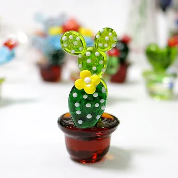 Käsitsi Valmistatud Murano Klaasist Cactus Kujukeste Kaunistused Desktop Käsitöö Ehted Loominguline, Värvikas Armas Miniatuurne Taim Home Decor
