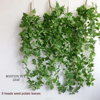 Kõrge seina kunstlik ivy magus kartuli lehed ivy boston taim kaunistamiseks flower art suur boston viinapuu luuderohi, tasuta shipping