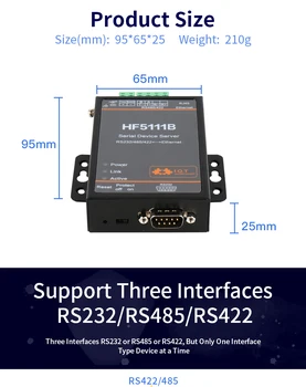Kõrge Sõidavad Ametlik HF5111B RJ45 RS232/485/422 Serial Ethernet Tasuta RTOS 1 Serial Port Server Converter Seade Modbus