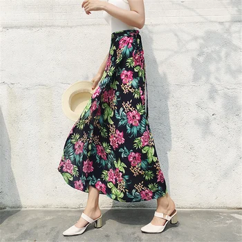 Kõrge vöökoht seelikud 2020. aasta suvel Vabaaja korea versiooni väike värske kunst lilleline sifonki seelik streetwear beachwear falda mujer