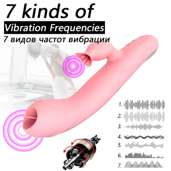 Kütte-teleskoop Keele kahekordne pea Dildo vibraator G-Spot Massager oraalseksi Kliitori Stimulaator Naine Masturbation Erootiline mänguasi