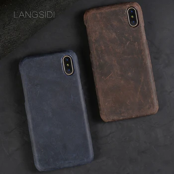 LANGSIDI käsitsi valmistatud Ehtne Nahk case For iPhone 7 Pluss 8 12 pro max mini mobiiltelefoni fundas Kate iphone x-xr 11 pro max