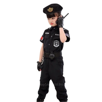 Lapsed Liikluses Erilist Politsei Halloweeni Karneval Pool Tulemuslikkuse Politseinikud Ühtne Kid Armee Poisid Cosplay Kostüümid Suurus 110-160CM