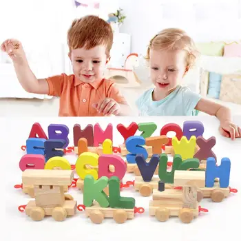 Lapsed Rongi Mänguasjad 26 Inglise Tähed Beebi Varase Õppe Puzzle Puidust Mänguasi