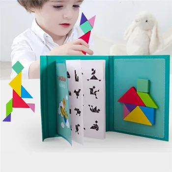 Laste Aju Tease Magnet 3D Puzzle Mosaiikpildi Mängu Tangram Montessori Õpe Haridus-joonestuslaud Mängud Mänguasi Kingitus