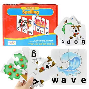 Laste Haridus Mänguasjad Inglise Keele Õigekiri Tähestiku Täht Mängu Kaardid Inglise Sõna Baby Puzzle Lõbus Varase Õppe Tabel Mäng
