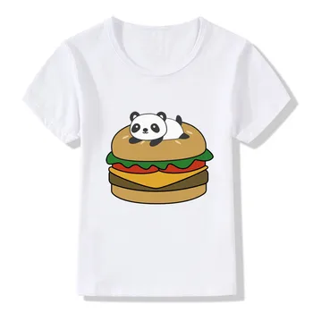 Laste Panda/Kassid Burger Cartoon T-särk Lapsed Suvel Tops Tüdrukud Poiste Riideid Hamburger Baby T-särk,ooo2108