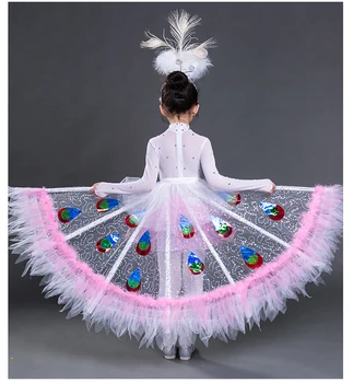 Laste Päev Tantsu Kostüümid Lasteaed Riigi Tantsu Ühtne Elegantne Karneval Tüdrukud Paabulind Staadiumis täitmiseks Riided