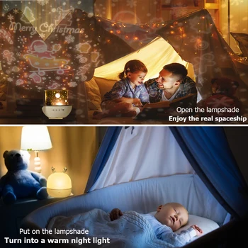 Laste Öösel Hele Täht Projektor Pöörleva Laetav USB LED Valgus, Bluetooth Kõlar Lapsed Lamp Magamistuba Decor