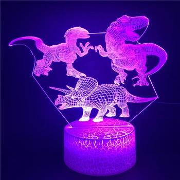 Led Night Light Äratuskell Baasi Jurassic World Dinosaurus Loomade Touch Sensor Lamp Bluetooth Värvikas Kaugjuhtimispuldi jaoks Laps