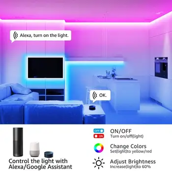 LED Valgus WIFI Kontrolli RGB 5050 SMD 2835 Veekindel Painduv Lint DC12V 5M 10M 15M 20M Puhkus Smart Home LED Valgus