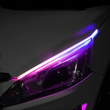 LEEPEE Auto LED Universaalne Veekindel 2Pcs/set Auto RGB päevasõidutuli Mitmevärviline LED Riba, Painduv PÄEVATULED Pööra foorid