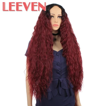 Leeven Sünteetiline Ombre Blond Must Punane Parukas Pikk Laineline parukad Aafrika-Ameerika Parukad Naiste Naiste Juuste