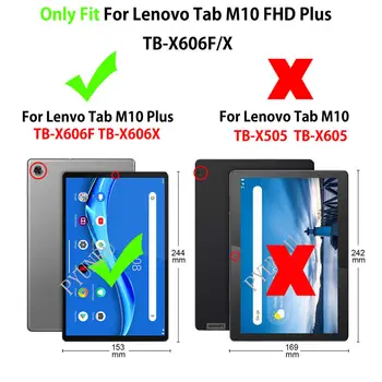 Lenovo Tab M10 FHD Pluss 10.3 Juhul Katta TB-X606F TB-X606X Funda Tablett Sissepressitud Silikoon PU Nahk Seista Shell Capa +Kingitus