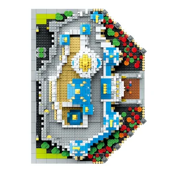 Lezi 8028 Sinine Lossi Arhitektuur, 3D Mudel DIY Diamond Mini ehitusplokid Väikeste Osakeste Tellised Mänguasjad Lastele