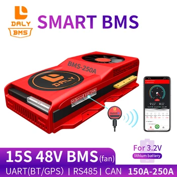 Lifepo4 smartec bms 15S 48v bms liitium-ioon 200ah 150A 200A 250A koos Bluetooth-UART RS485 VÕIB liitium aku bms Fänn