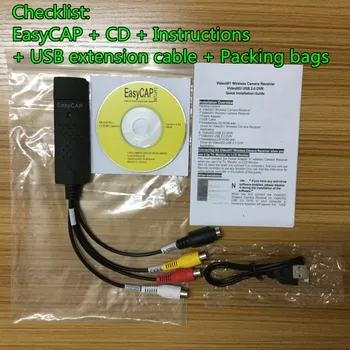 Lihtne KORK USB-Video-Capture Kaardi Adapter TV DVD VHS Captura de v deo Kaardi Audio AV Arvuti/CCTV Kaamera USB 2.0 EasyCAP DC60