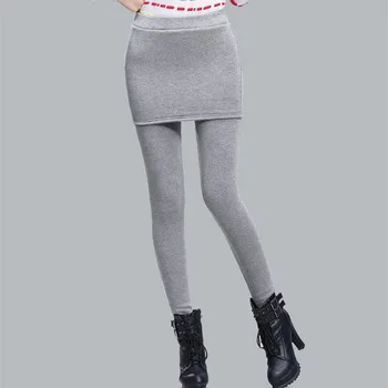Lisada Fliis Daam, Talve Vabaaja Säärised Pluss Suurus S-4XL Naiste Must Soe Skinny Püksid, Seelik + Pikad Püksid