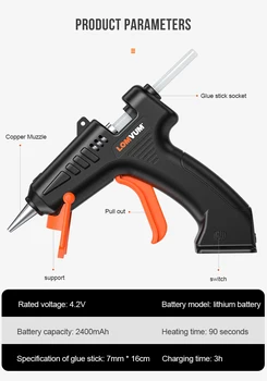 LOMVUM USB Hot Melt Glue Gun Koos Liimi Kinni 4.2 v Liitium lipit Lapsed Diy Tööriistu Koju Pookida Remont Silikoon Calie Relv
