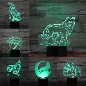 Loominguline Wolf 3D Light Touch Remote Lamp Abstraktse Akrüül Lamparas Lapsed, Jõulud, Sünnipäev Kingitused Beebi Magab Laua Kaunistamiseks