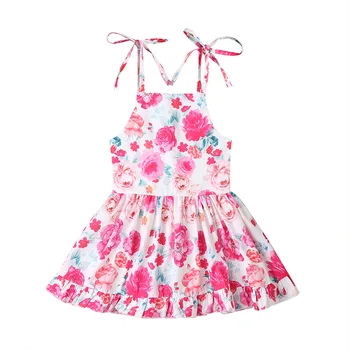LZH Suvine Kleit 2021 Uus Puuvillane Laste Suspender Seelik Lill Printting Riided Tüdrukutele Vabaaja Reisimine Väljaspool Kids Kleit