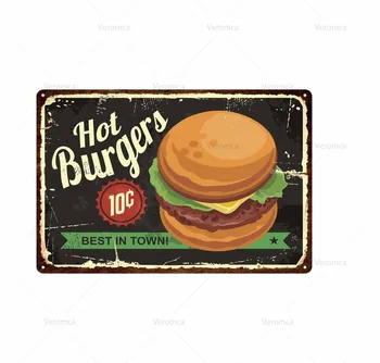 Lääne Toidu Metallist Tina Märk Raud Retro Plakat Tahvel Hot Dog Hamburger Seina Pilt Kiirtoidurestorani Caffee Decor Kauplus