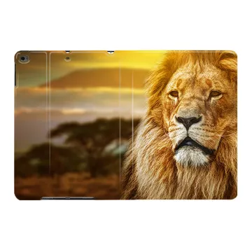 Lõvi Loomade Kuningas PU Nahk Sleep & Wake Seista Smart Case Cover For iPad Air 2 3 9.7