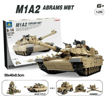 M1A2 Tankid tellised MBT ABRAMS 1463pcs Kazi Sõjalise Main Battle Tank ehitusplokk Jõulud Komplekti Mudelid 2in1 Mänguasjad Kingitus