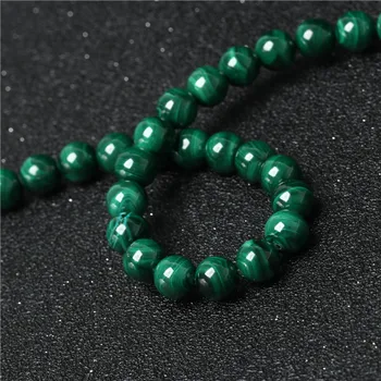 Malahhiit roheline Helmed, 4 mm 6 mm 8 mm 10 mm 12 mm Looduslik Pärl Kivist Lihvitud Sile Ring Helmed Ehete Tegemise DIY Bracelets