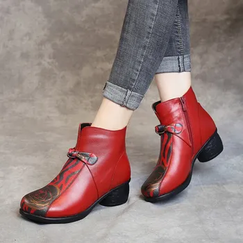 Martin boot naiste 2019 sügis-talvel uute retro leather pluss, samet, soe vabaaja saapad naistele mugav pehme põhjaga lumi saapad