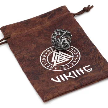 Meeste 316L roostevabast terasest norse Viking amulett rune pagan ringi kingitus kott