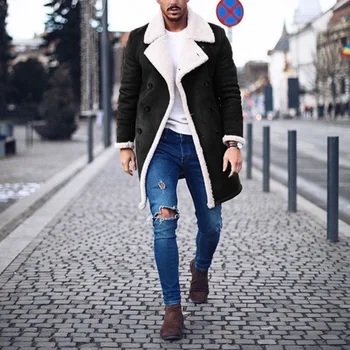Meeste Jope Fliis kaherealine Värviga Rinnamikrofon Paks Mantel Jope Meestele 2020 Meeste Talve Villane Mantel Riided