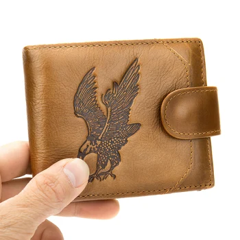 Meeste Lühikese Rahakott Eagle Nikerdamist Muster Puhta Värvi Naturaalsest Nahast Rahakott Meestele Mündi Rahakott Kaardi Omaniku