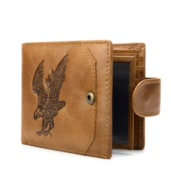 Meeste Lühikese Rahakott Eagle Nikerdamist Muster Puhta Värvi Naturaalsest Nahast Rahakott Meestele Mündi Rahakott Kaardi Omaniku