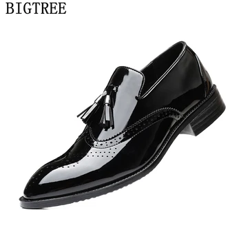 Meeste mokassiinkingad itaalia kingad coiffeur must kleit pluss suurus brogue kingad, meeste klassikaline luksus kaste jalatsid meestele ametlik zapatos