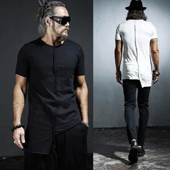Meeste suvel punk rock, hip-hop t-särk asümmeetriline disain kitsa tee särgid ööklubi DJ laulja etapp kostüüm gooti streetwear