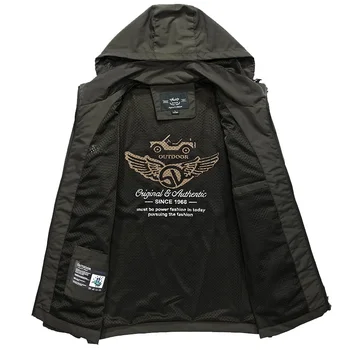 Meeste Veekindel Windbreaker Jope Kevad-Sügis Kapuutsiga Meeste Mantel Taktikaline Armee Sõjalise Stiilis Basic Vabaaja Outwear 2020 Uus